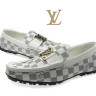 LV moccasin white gray