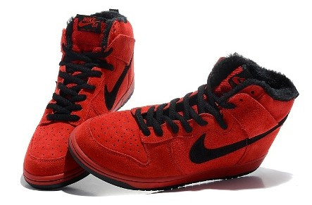 Nike Dunk high зимние (red)