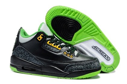 Air Jordan 3 black/green/white/yellow