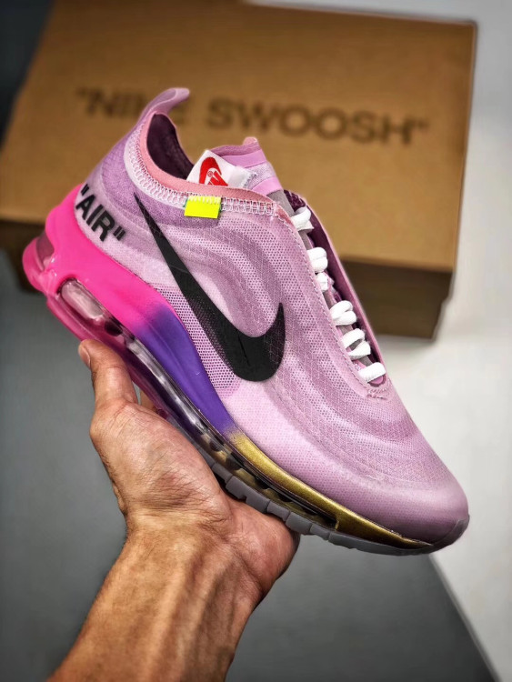 OFF-WHITE x NIKE AIR MAX 97 AJ4585-300 Light Purple Pink Violet Gold Black