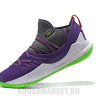 Under Armour Curry 5 Low dark gray purple white lime green