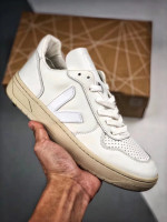 Veja V-10 Leather Extra Sneakers white beige