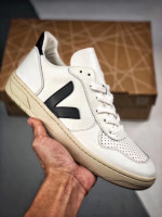 Veja V-10 Leather Extra Sneakers white black beige
