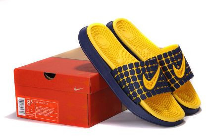 Тапочки nike yellow/blue