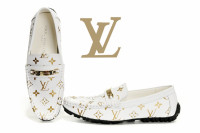 LV moccasin white/gold